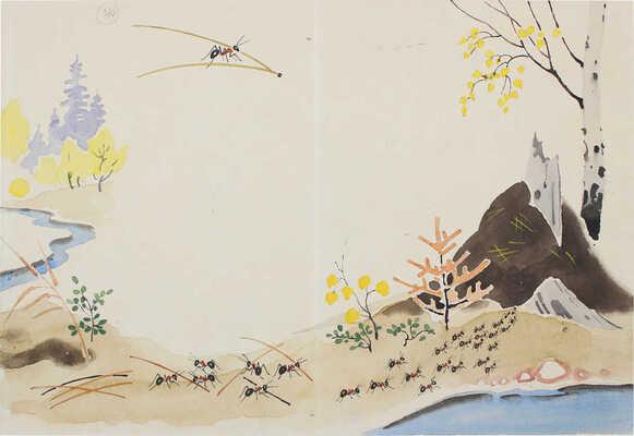 Харкевич-Храповицкий Иван Иванович. Лот из пяти иллюстраций к книге К. Высоковского «Все в снегу» 